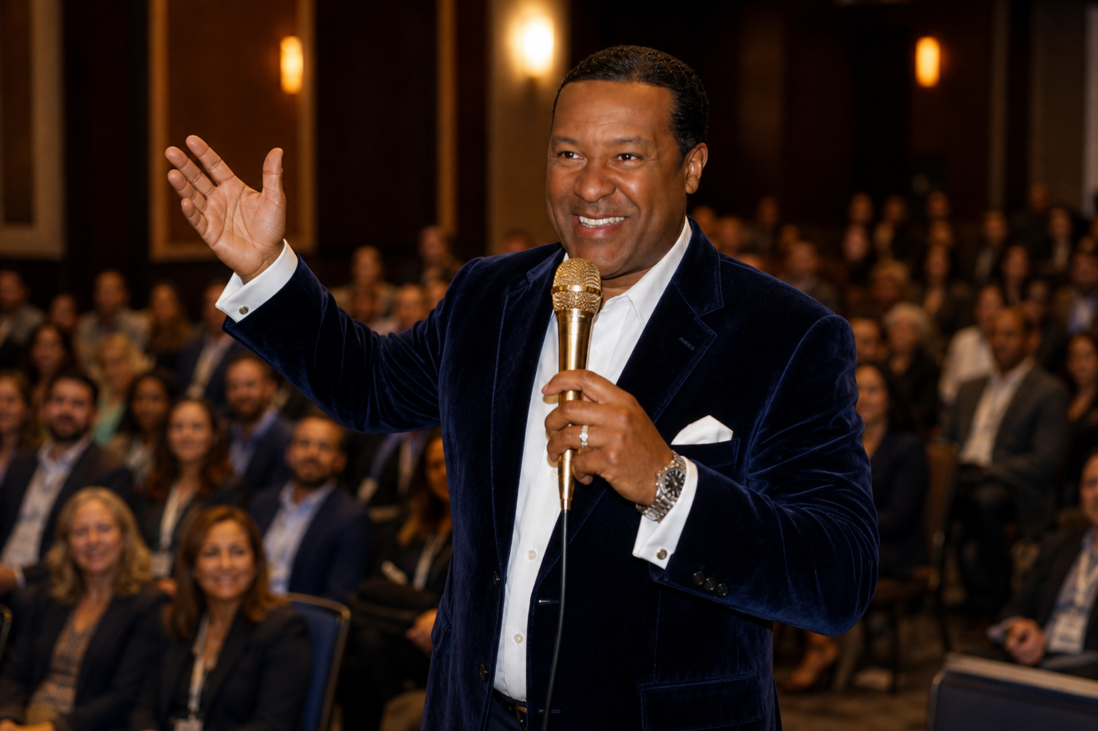 Kevin T. Robertson - KTR speaking to a corporate audience with celebrity-level stage presence